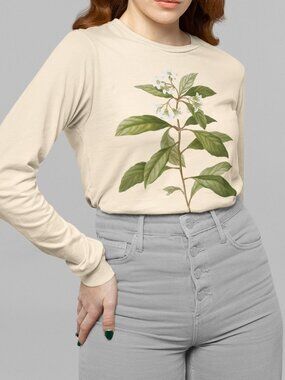 Sweet Pittosporum Vintage Floral Print Long Sleeve Graphic Tee T-shirt S-XXL